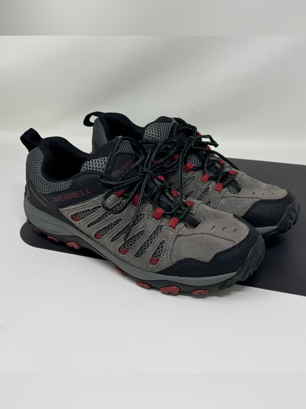 Merrell Mens Crosslander 3 Hiking Shoes Granite Red Grey Suede J135675 Size 10